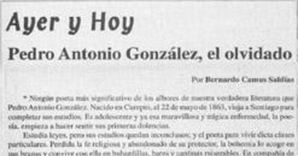 Ayer y hoy : Pedro Antonio González, el olvidado
