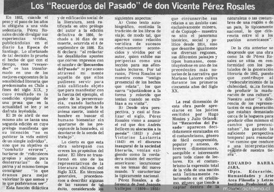 Los "Recuerdos del pasado" de don Vicente Pérez Rosales