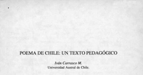 Poema de Chile: Un texto pedagógico