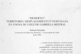 Desierto, territorio, desplazamiento y nostalgia en Poema de Chile de Gabriela Mistral