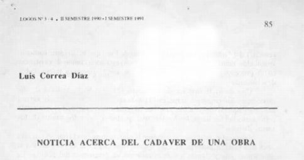 Noticia acerca del cadáver de una obra