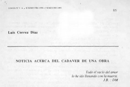 Noticia acerca del cadáver de una obra
