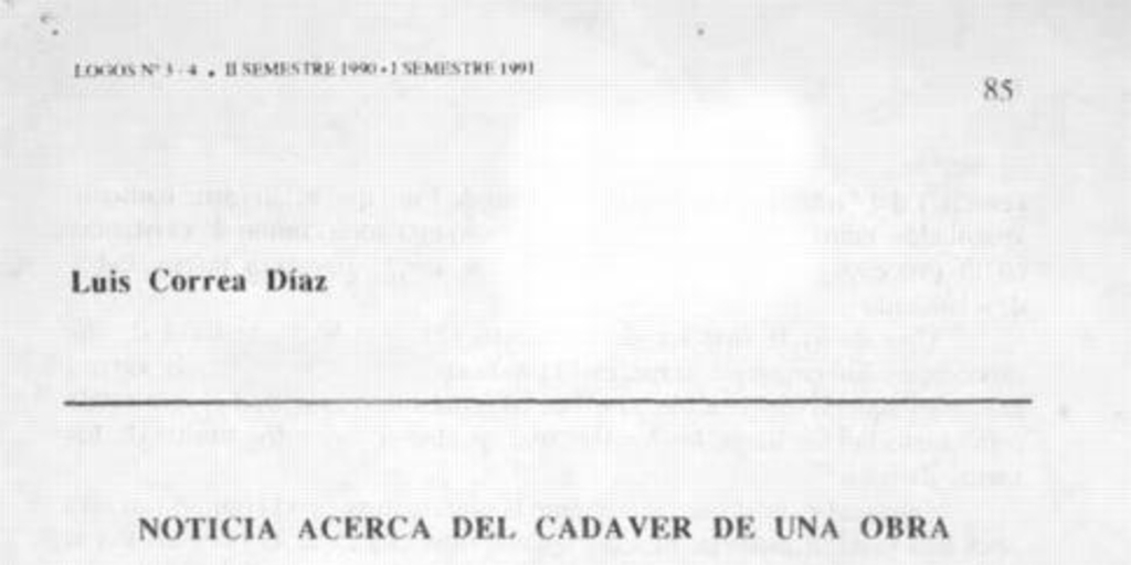 Noticia acerca del cadáver de una obra