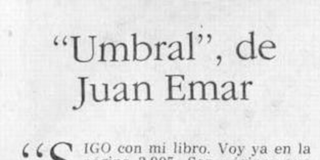 Umbral de Juan Emar