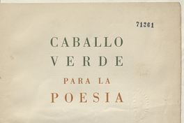Portada de Caballo verde para la poesía. Número 1, octubre 1935