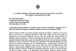 El legado literario de Gabriela Mistral en el Archivo del Escritor de la Biblioteca Nacional de Chile