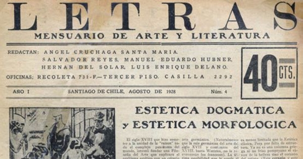 Letras no.4, agosto 1928