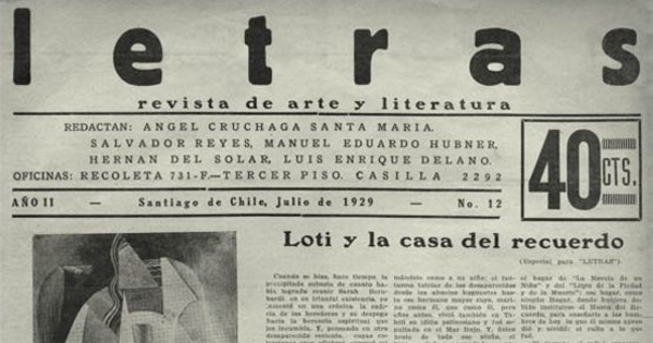 Letras no. 12, julio 1929