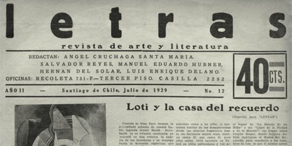 Letras no. 12, julio 1929