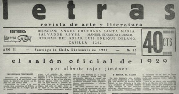 Letras no. 15, diciembre de 1929