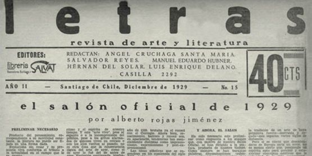 Letras no. 15, diciembre de 1929