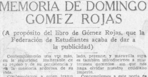 Memoria de Domingo Gómez Rojas