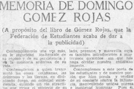 Memoria de Domingo Gómez Rojas