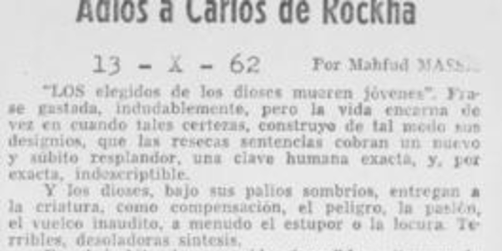 Adiós a Carlos de Rokha