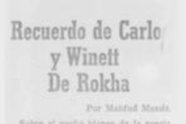 Recuerdo de Carlos y Winett de Rokha