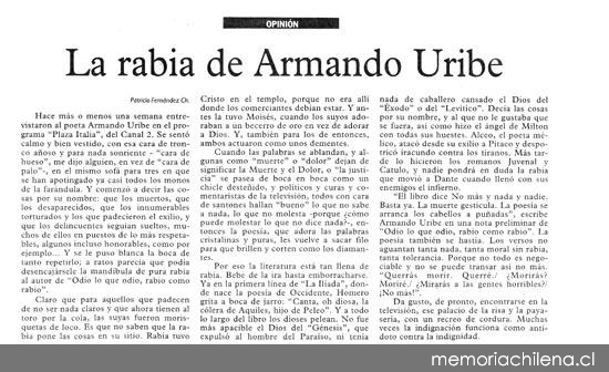 La rabia de Armando Uribe
