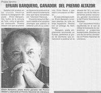 Efraín Barquero, ganador del Premio Altazor