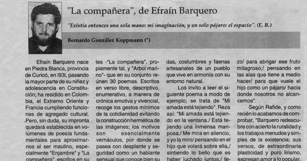 La compañera, de Efraín Barquero
