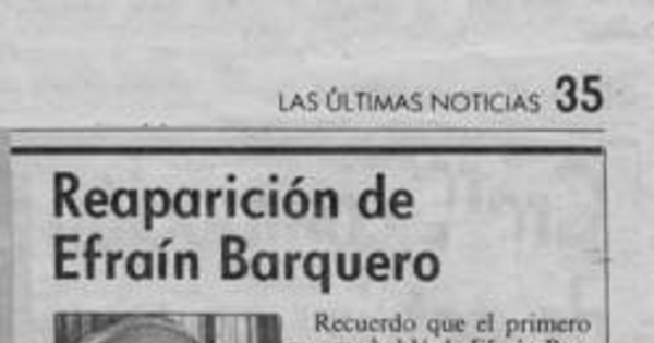 Reaparición de Efraín Barquero