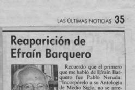 Reaparición de Efraín Barquero