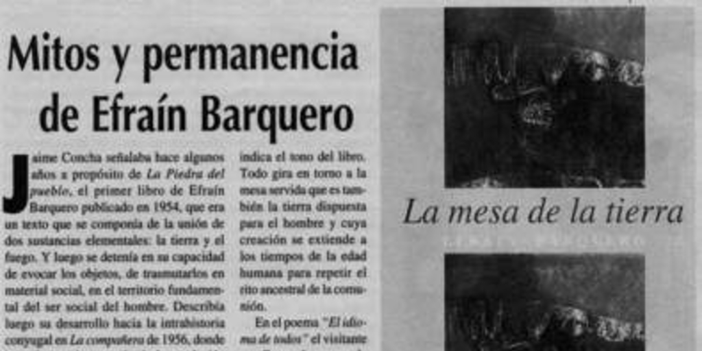 Mitos y permanencia de Efraín Barquero