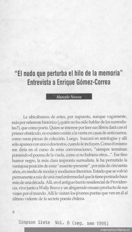 El nudo que perturba la memoria, entrevista a Enrique Gómez-Correa