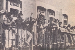 Manifestantes del Campus Macul de la Universidad de Chile en los años '80
