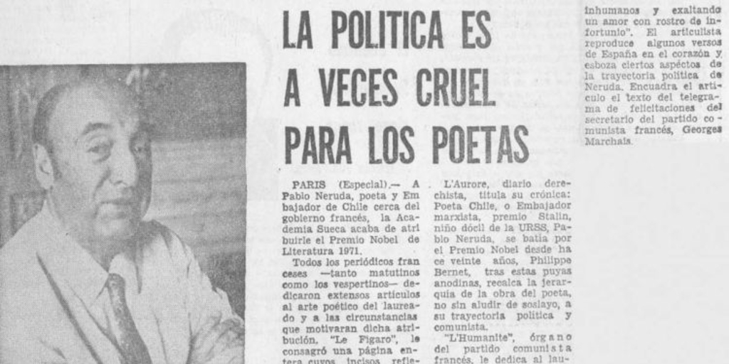 La política es a veces cruel para los poetas