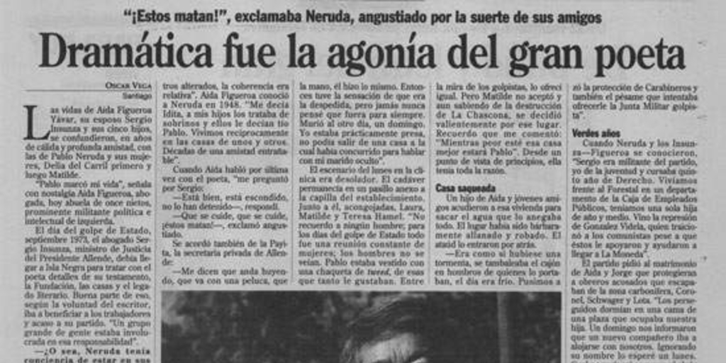 Dramática fue la agonía del gran poeta