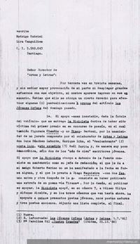 Carta al director de Artes y Letras, julio 1981