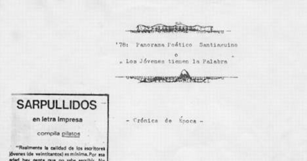 '78 : panorama poético santiaguino o Los jóvenes tienen la palabra