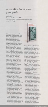 Un poeta hiperliterario, cómico y apaciguado