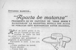 Aparta de matanza : fragmento de un capítulo de "Gran señor y Raja diablos"