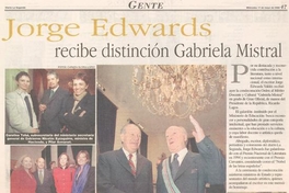 Jorge Edwards recibe distinción Gabriela Mistral