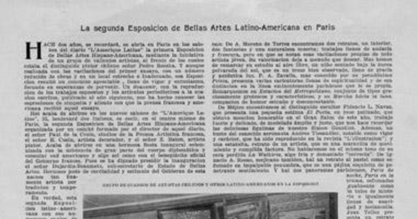 La segunda esposición de Bellas Artes Latino-americana en Paris