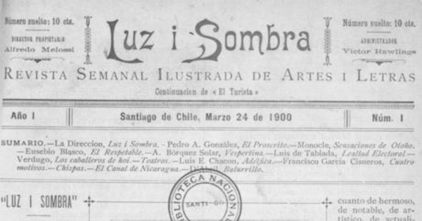 Luz i sombra : n° 1 : 24 de marzo de 1900