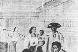 Indios filipinos probando sus gallos