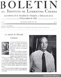 Portada de Boletín del Instituto de Literatura Chilena: año 4, número 9, enero de 1965