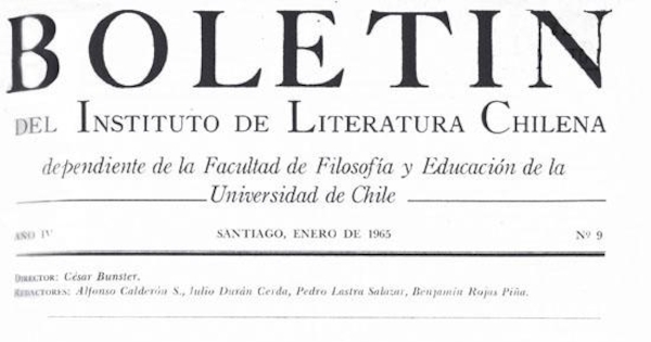 Portada de Boletín del Instituto de Literatura Chilena: año 4, número 9, enero de 1965