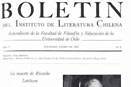Portada de Boletín del Instituto de Literatura Chilena: año 4, número 9, enero de 1965