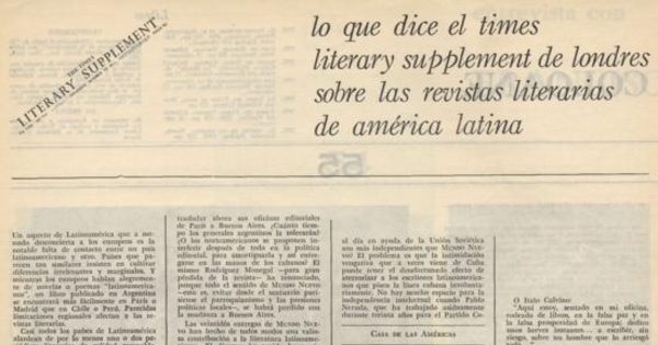 Lo que dice el Times Literary Supplement de Londres sobre las revistas literarias de América Latina