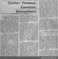 Cristián Huneeus, cuentista universitario