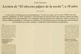 Lectura de El obsceno pájaro de la noche, a 30 años