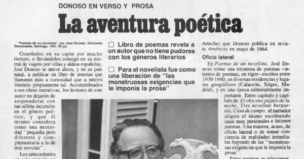 Donoso en verso y prosa. La aventura poética