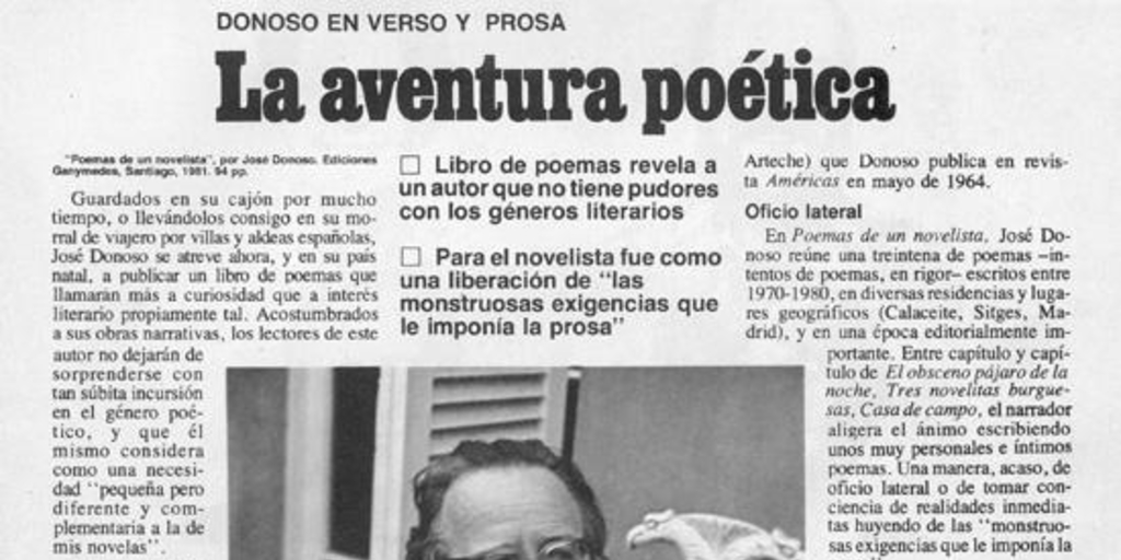 Donoso en verso y prosa. La aventura poética