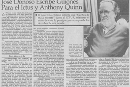 José Donoso escribe guiones para el Ictus y Anthony Quinn