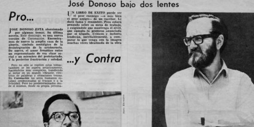 Pro y contra : José Donoso bajo dos lentes