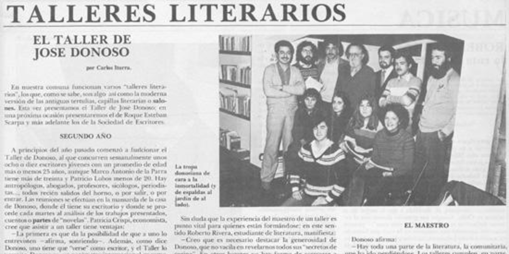 Talleres literarios. El taller de José Donoso