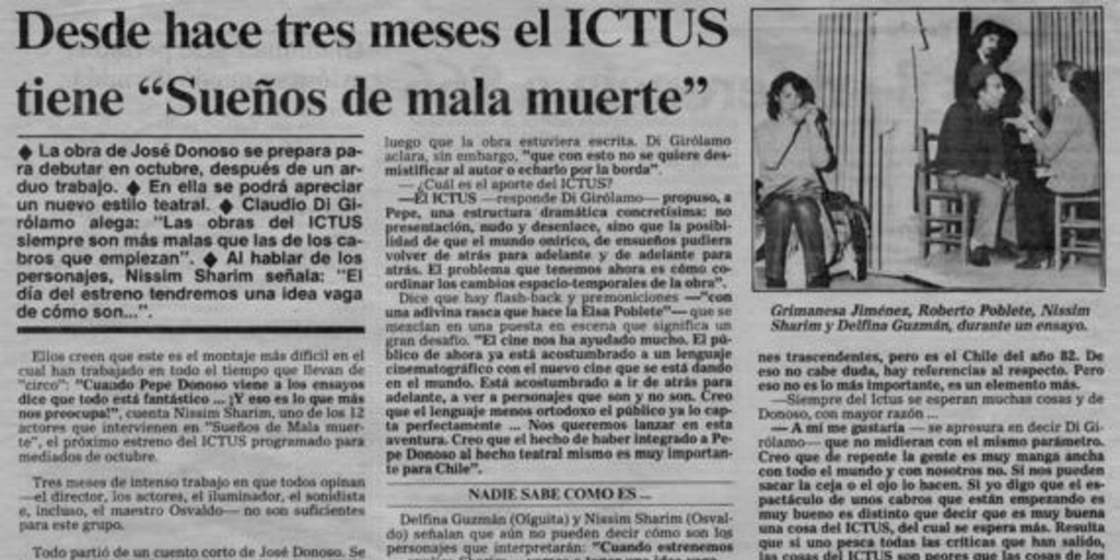 Desde hace tres meses el ICTUS tiene "Sueños de mala muerte"