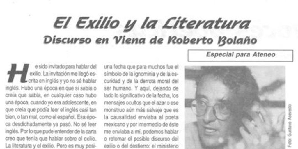 El exilio y la literatura : discurso en Viena